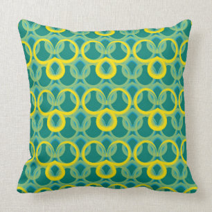Coussin Motif vert jaune géométrique Abstrait