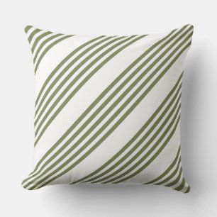 Coussin Motif vert olive et blanc cinq bandes