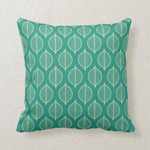 Coussin Motif vert stylisé de feuille