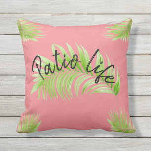 Coussin Motif vert tropical de fougères de la vie de pati