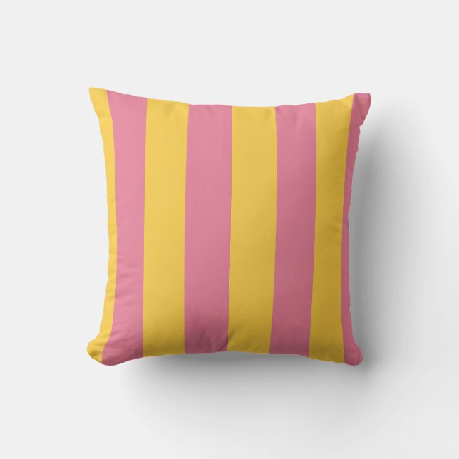 Coussin Motif vertical vibrant rose et jaune (Recto)