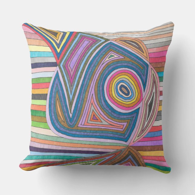 Coussin Motif vibrant à rayures géométriques abstraites (Recto)