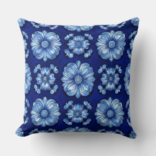 Coussin Motif vibrant multicolore bleu