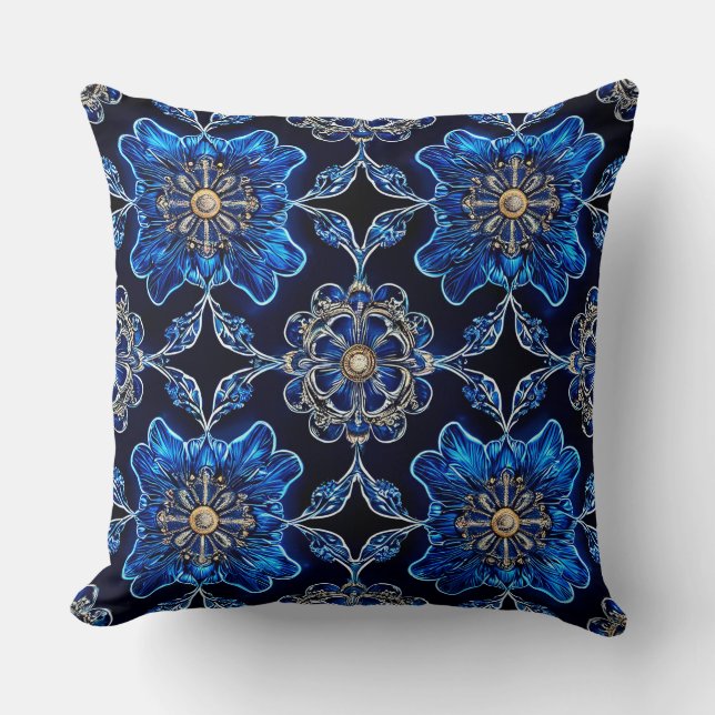 Coussin Motif vibrant multicolore bleu (Recto)