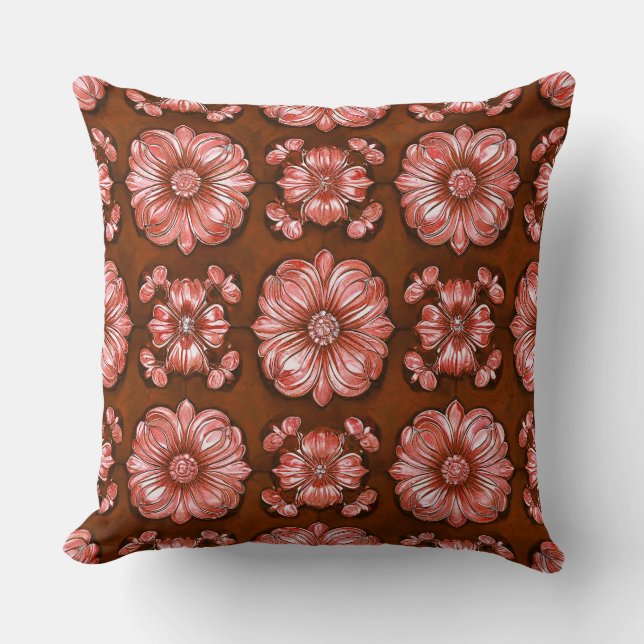 Coussin Motif vibrant multicolore marron (Recto)