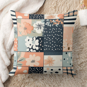 Coussin Motif vintage à écailles florales - Pastel (8)
