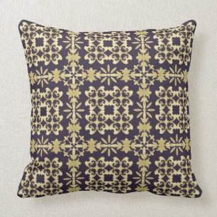 Coussin Motif vintage de damassé d'art, d'or