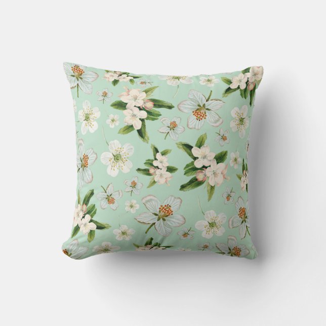 Coussin Motif vintage de fleurs de printemps (Recto)