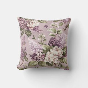 Coussin Motif Vintage de fleurs violettes Lilac