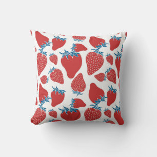 Coussin Motif Vintage de fraise à main