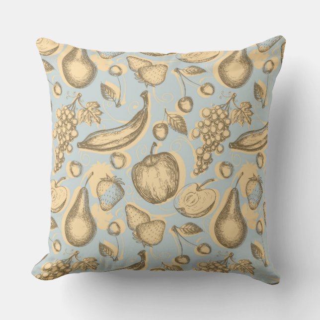 Coussin Motif vintage de fruits (Recto)