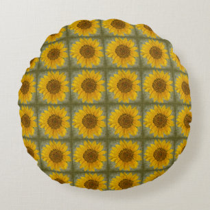 Coussin Motif vintage de tournesol