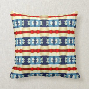 COUSSIN MOTIF VINTAGE D'ÉTOILES DE BLEU ET DE BLANC