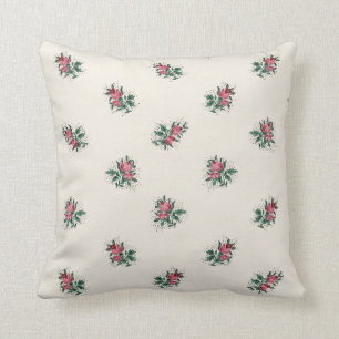 Coussin Motif vintage Girly de papier peint de roses assez