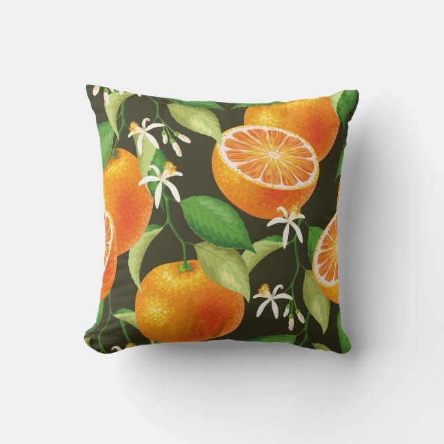 Coussin motif vintage orange (Recto)