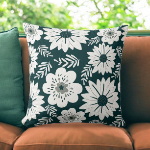 Coussin Motif Vintage rétro Mono noir et blanc