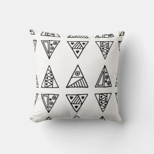 Coussin Motif vintage sans couture. Géométri noir et blanc