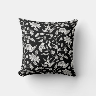 Coussin Motif Vintage tendance inspiré noir floral
