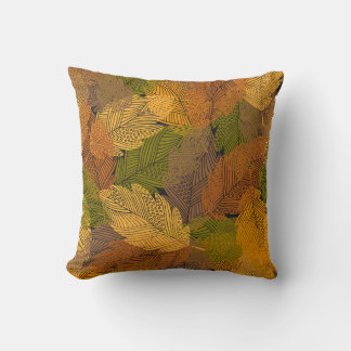 Coussin motif vintage transparent avec feuilles en col jau