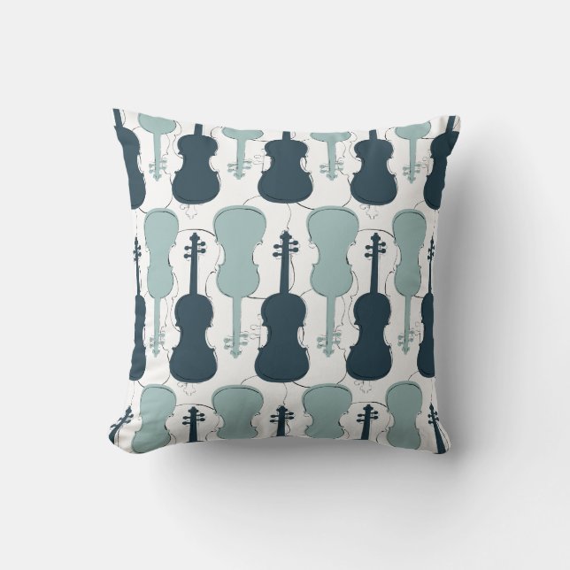 Coussin Motif violon bleu (Recto)