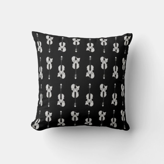 Coussin Motif violon - noir et blanc (Recto)