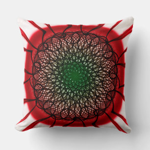 Coussin Motif visionnaire rouge noir