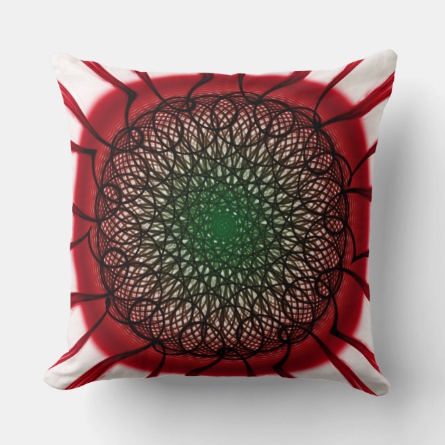 Coussin Motif visionnaire rouge noir (Recto)