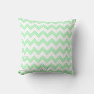 Coussin Motif Zig-Zag Chevron Blanc Menthe