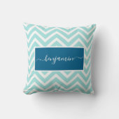 Coussin Motif Zig Zag Chevron Bleu Mignon Nom (Recto)