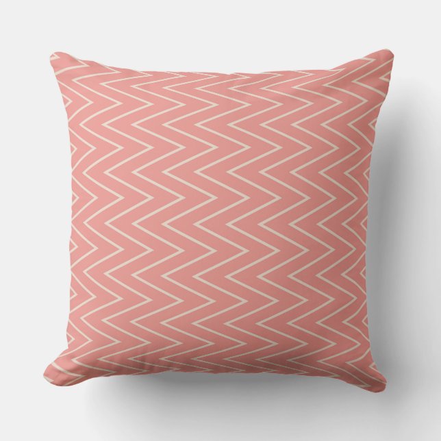 Coussin Motif Zigzag Rose et Blanc Sans Couture (Recto)