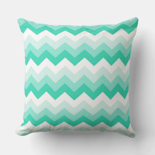 Coussin Motif zigzag (turquoise, blanc et vert)