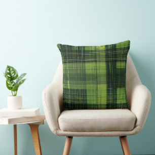 COUSSIN MOTIFS À CARREAUX AUX TONS IRLANDAIS DE VERT