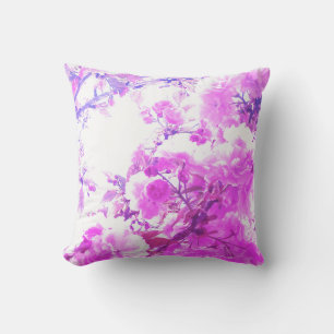 Coussin Motifs artistiques floraux rose violet cerisier Sa