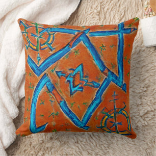 Coussin Motifs berbères amazigh, signes et symboles abstra