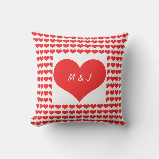 Coussin Motifs de cœur Monogramme Initiales Cadeau de la S (Recto)