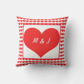 Coussin Motifs de cœur Monogramme Initiales Saint-Valentin (Verso)