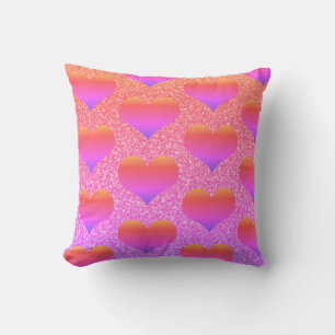 Coussin Motifs de cœur Rose Gold Pailleté Mignon pour la S
