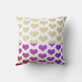 Coussin Motifs de coeur rose violet doré Ombre (Verso)