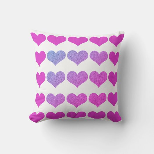 Coussin Motifs de coeur rose violet Parties scintillant Om (Recto)