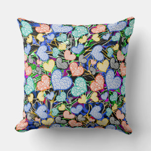 Coussin Motifs de cœurs abstraits colorés mignons