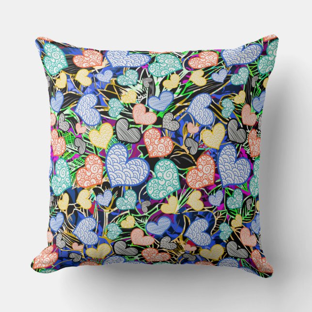 Coussin Motifs de cœurs abstraits colorés mignons (Recto)