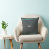 Coussin Motifs de fines rayures sarcelle grise sur fond bl (Chaise)