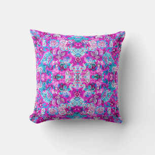Coussin Motifs de fleurs roses bleues mignons