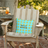 Coussin Motifs de flocon de neige Typographie d'hiver Bleu (Chaise)