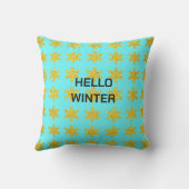 Coussin Motifs de flocon de neige Typographie d'hiver Bleu (Verso)