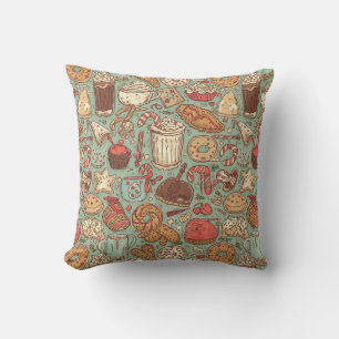 Coussin Motifs de friandises et boissons d'hiver Café co