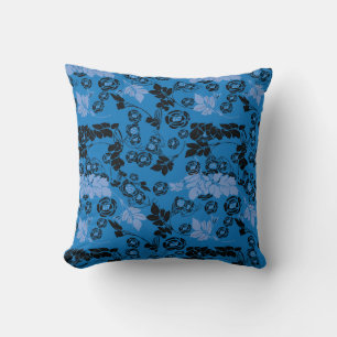 Coussin Motifs de la flore Bleu Noir