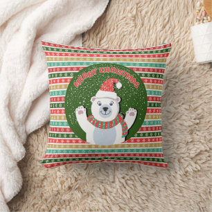 Coussin Motifs de Noël avec ours en peluche
