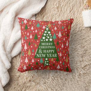 Coussin Motifs de Noël - paysage d'arbres colorés