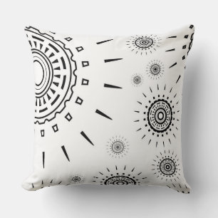 Coussin Motifs d'éclats noirs sur fond blanc